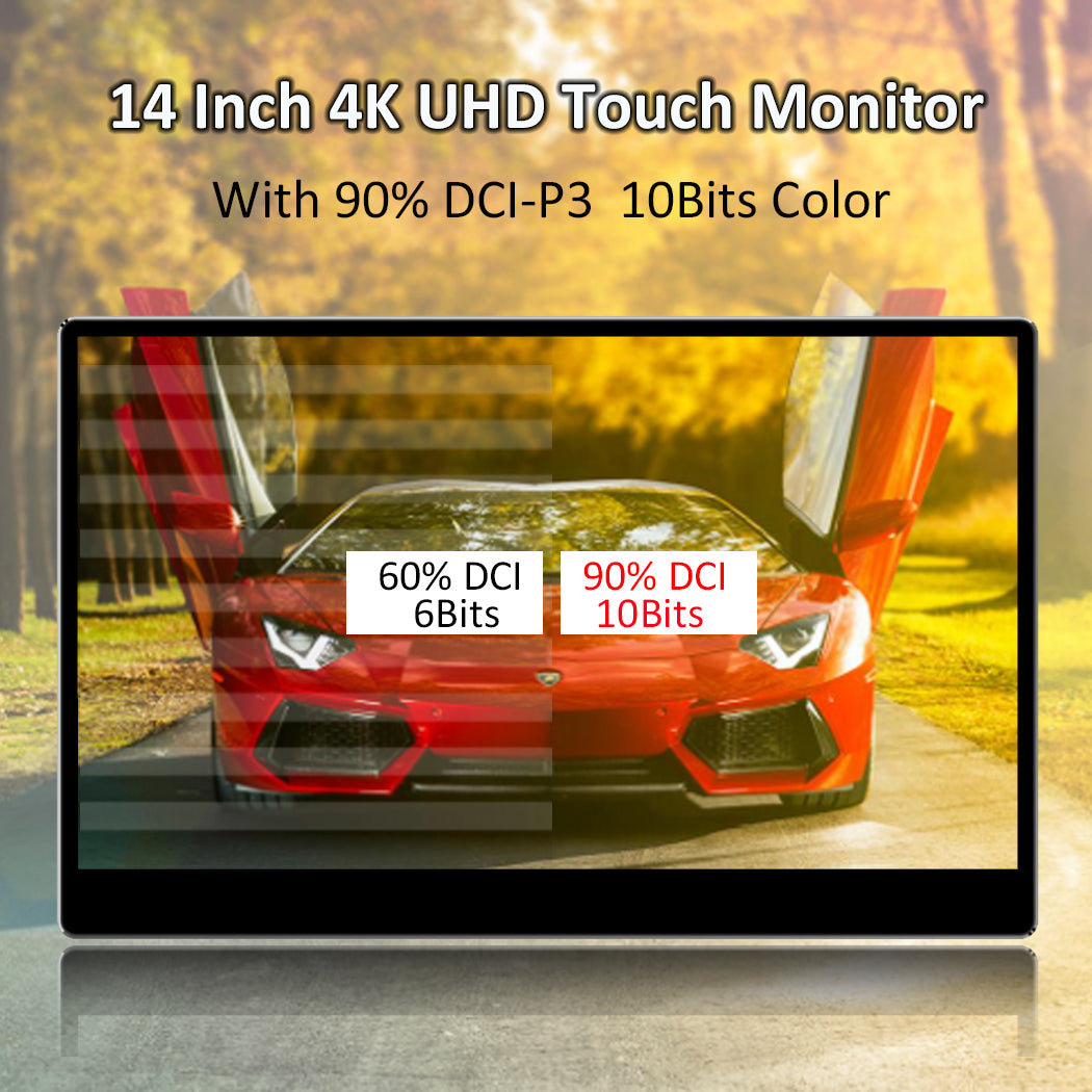 14 inch HDR 400/90% DCI-P3  4K USB C Touchscreen Monitor For MacBook (T140A)