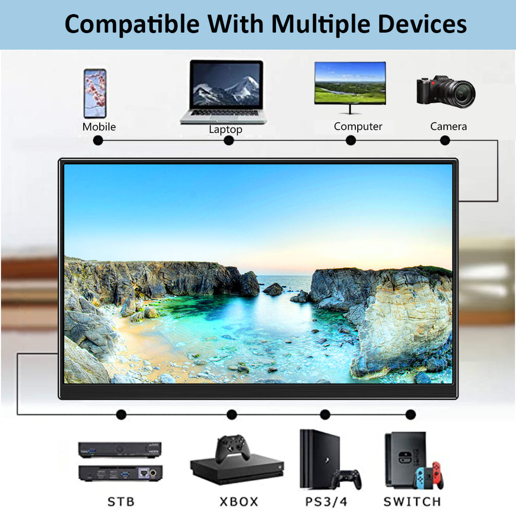 Portable Monitor 4K - 17.3 Inch UHD FreeSync HDR IPS 100% Adobe RGB  3840x2160 Lightweight Eye Care Computer Display with Type-C mini DP HDMI  for Xbox