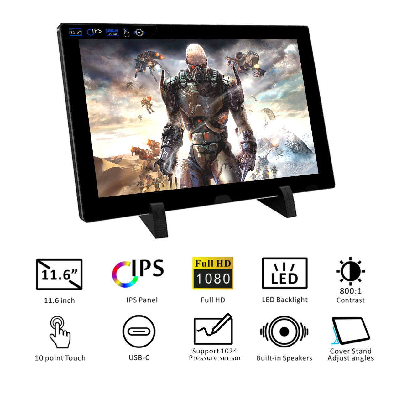11.6 inch 1080P FHD USB-C Capacitive Touch Portable Monitor(T116D)