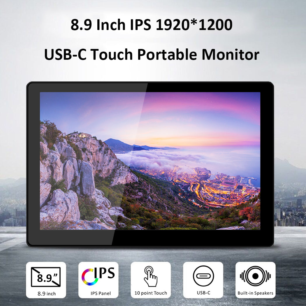 8.9 inch 1920 x 1200 IPS USB C/HDMI Portable Touch Monitor (T089A)