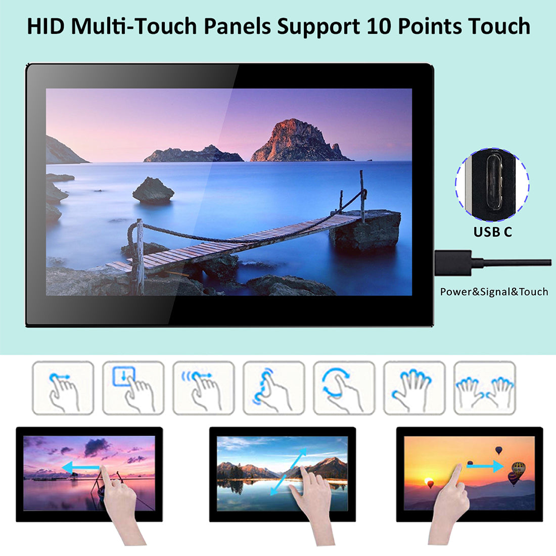 13.3 Inch IPS 1920*1080 USB-C With PD Fast Charge Portable Touch Monitor (T133D)